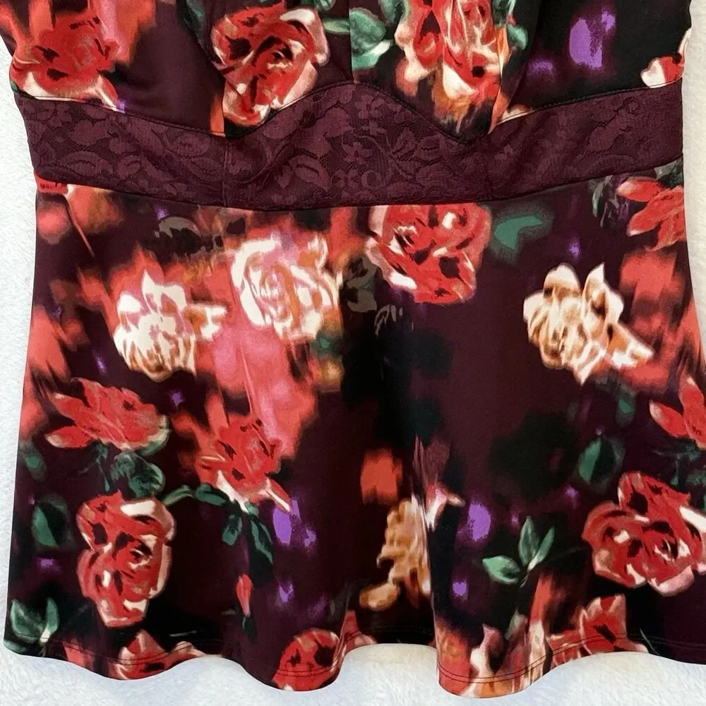 Torrid Women’s Scuba Peplum Tank Top Floral Lace Design V-neck adjustable straps